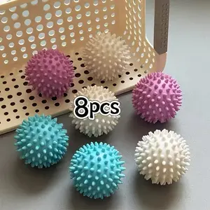 8pcs Reusable Laundry Balls Set, Hair Removal, Softening Clothes, Prevents Knots, Reduces Wrinkles, Durable Plastic