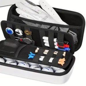 Golf Glove Storage Device With Removable Golf Glove Shaper, Men's Golf Accessories, Protective Hard Shell Golf Accessories Bag With Two Partitions For Placing Balls, Ball Tee, Markings And Golf Essentials, Suitable For Men Golf Gift, Bag On