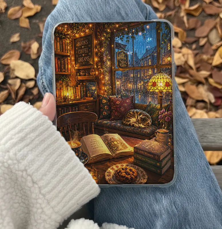 Cozy Reading Romance Kindle Insert for Clear Case – Aesthetic Book Lover Decor | Cozy Reading Accessory