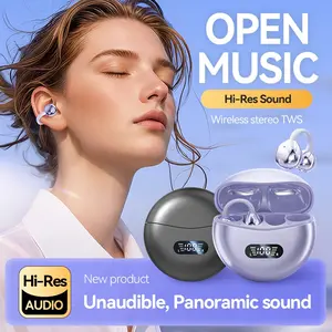 Clip-On Wireless Earbuds, Bluetooth-compatible 5.4 Stable Connection, Clear Hi-Fi Sound, Sweat-Resistant Design, Compatible with Android & iOS