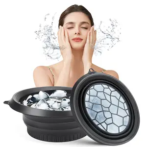 Face Bowl for Ice With Built-in Ice Tray Collapsible Silicone Facial Face Ice Bath Bowl Small Reusable Cold Plunge Basin is Portable,Perfect for Home Use,Camping,Travel Cold Bath Spa Relaxation Tool