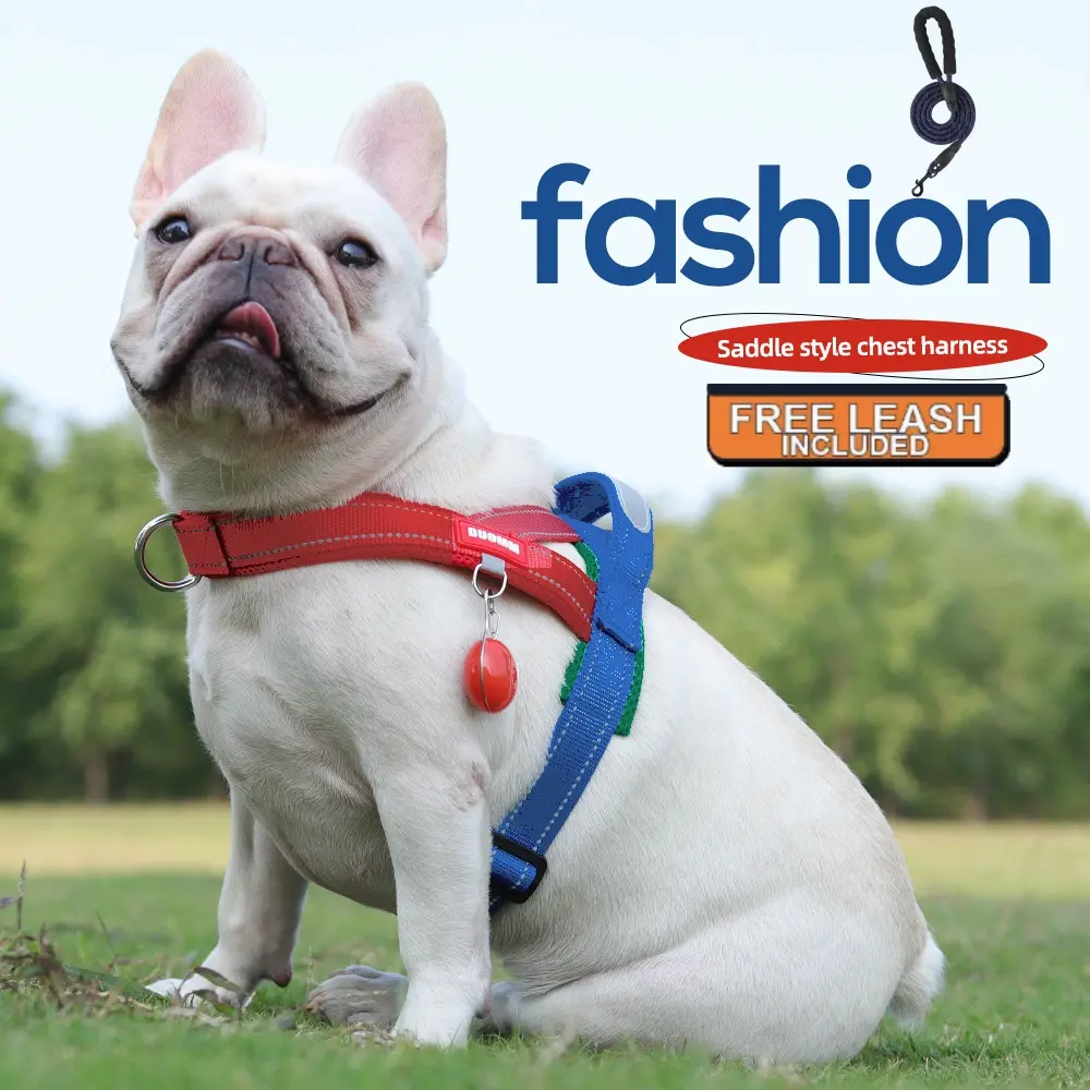 【Free Leash Included 】Lumipet Saddle Style No Pull Dog Harness, Reflective Vest with Top Handle & Adjustable Straps, Breathable Mesh Soft Padded Escape Proof Dog Harness for Small Medium Large Dogs, Outdoor Daily Walking Dog Accessories，Dog harness