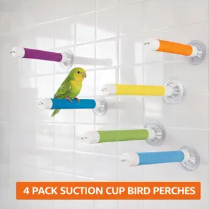 2/3/4/5 pcs - Window/Bath/Car/Travel Perch Stand with Suction Cup for Small and Medium   Parakeet Cockatiel Conure Budgie Lovebirds  Stand Perch Shower Standing  (Small) - stand perch parrot  random color foraging toy bird ladder