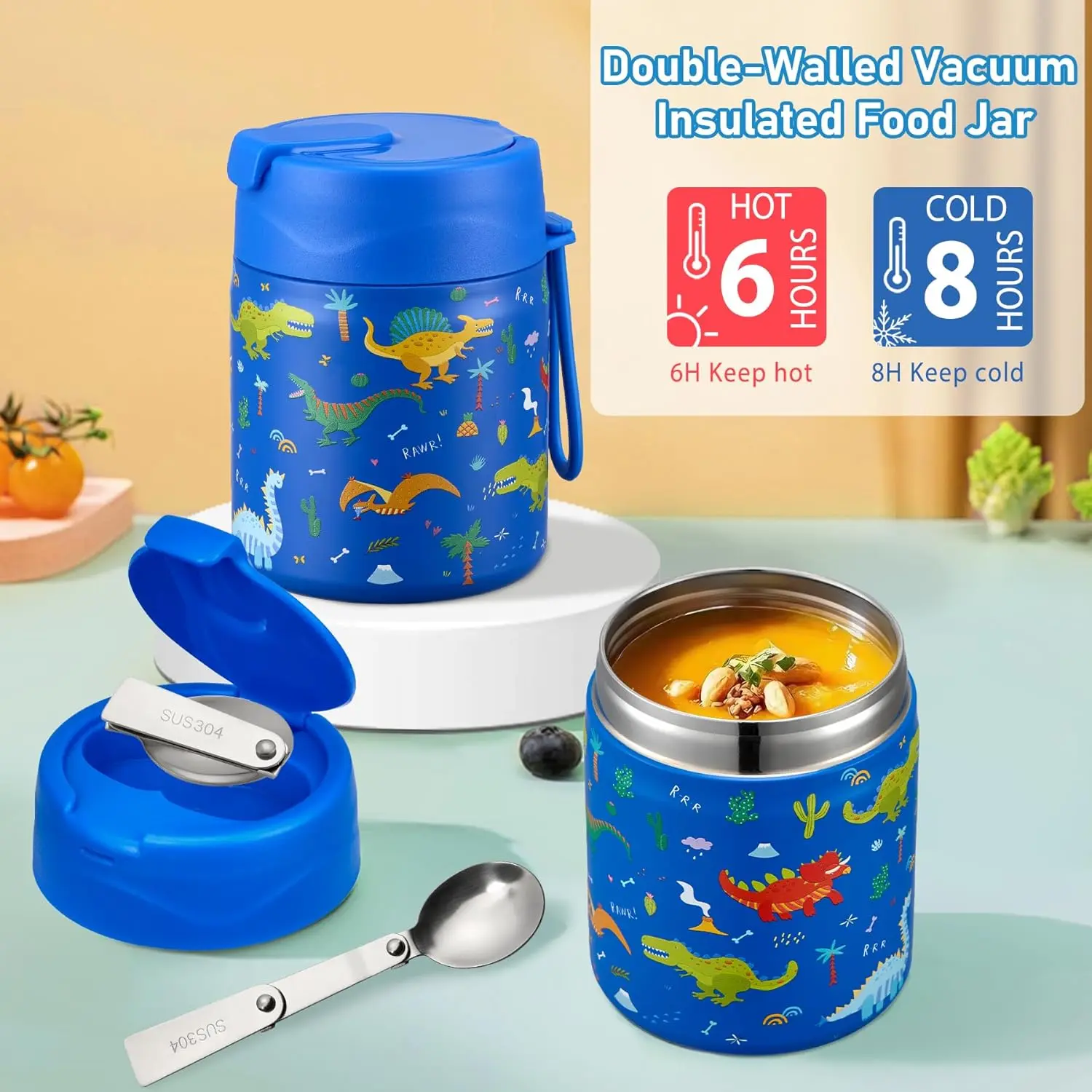 Bento Lunch Box for with 17oz Soup Thermo,Insulated Tumbler Water Bottle  and Insulated Lunch Bag,Leak-Proof 3 Compartment Lunch Container with with  Ice Pack for to School-Dinosaur - TikTok Shop