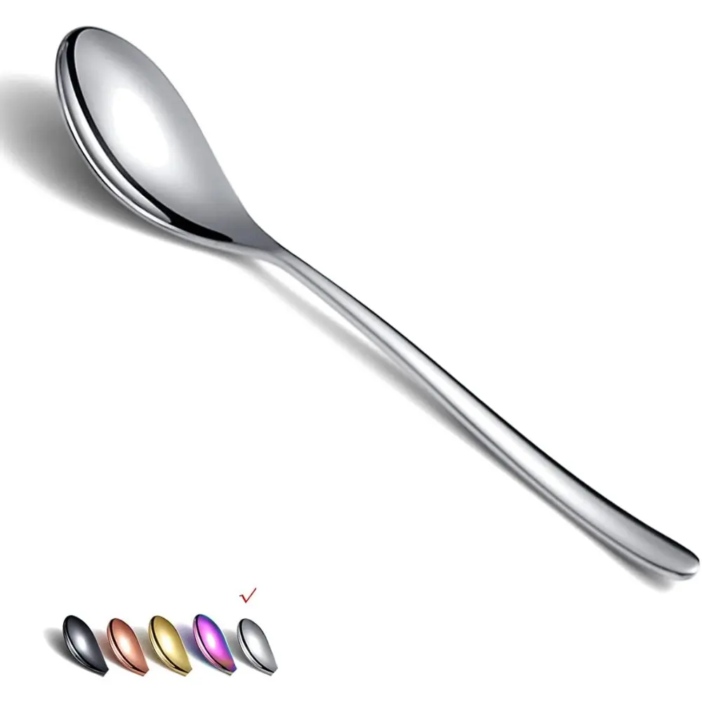 Dinner Spoons 6 Piece, 8.1'' Stainless Steel Tablespoons, Soup Spoons, Dessert Spoons, Spoons Silverware for Home, Kitchen or Restaurant, Dishwasher Safe (Silver)