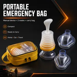 Portable Roadside Emergency Bag for Car, Yellow Travel Preparedness Kit with Manual Device, 2 Size Attachments, Organized Storage Carry Case for Home Car Outdoor