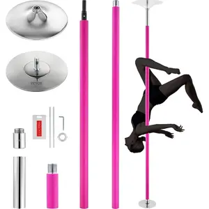 VEVOR Professional Dancing Pole, Spinning Static Dancing Pole Kit, Portable Removable Pole, 45mm Heavy-Duty Stainless Steel Pole, Height Adjustable Fitness Pole, for Exercise Home Club Gym, SilverVEVOR Super Brand Day
