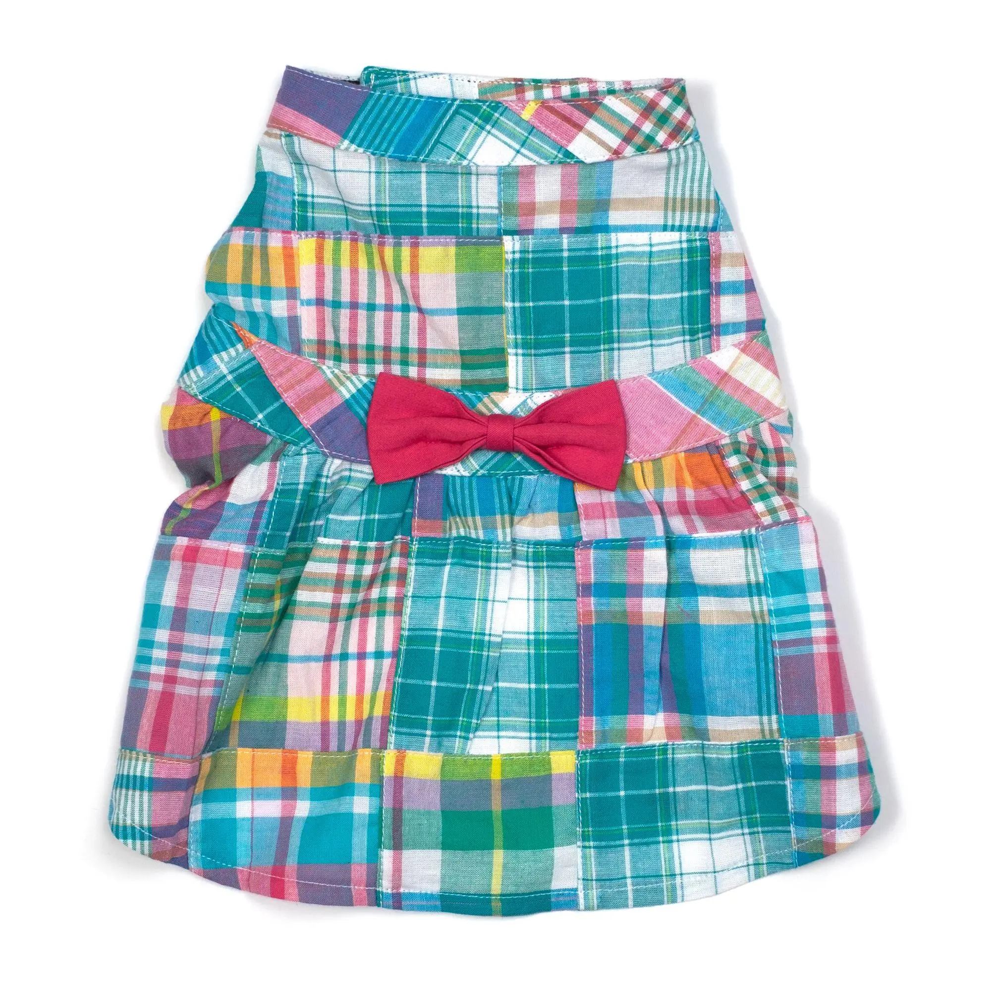 The Worthy Dog Turq Multi Patch Madras Dress The Worthy Dog Turq Multi Patch Madras Dress
