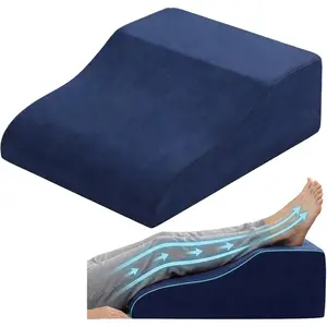 Ergonomic Memory Foam Wedge Leg Elevation Pillow for After Surgery, Comfort Care for Back Knee Hip Ankles Pain Injury Rest Blue