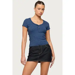 Kady Striped Henley T Shirt