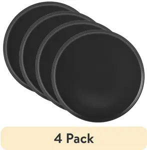(4 pack) Matte Black Stoneware Dinner Plate