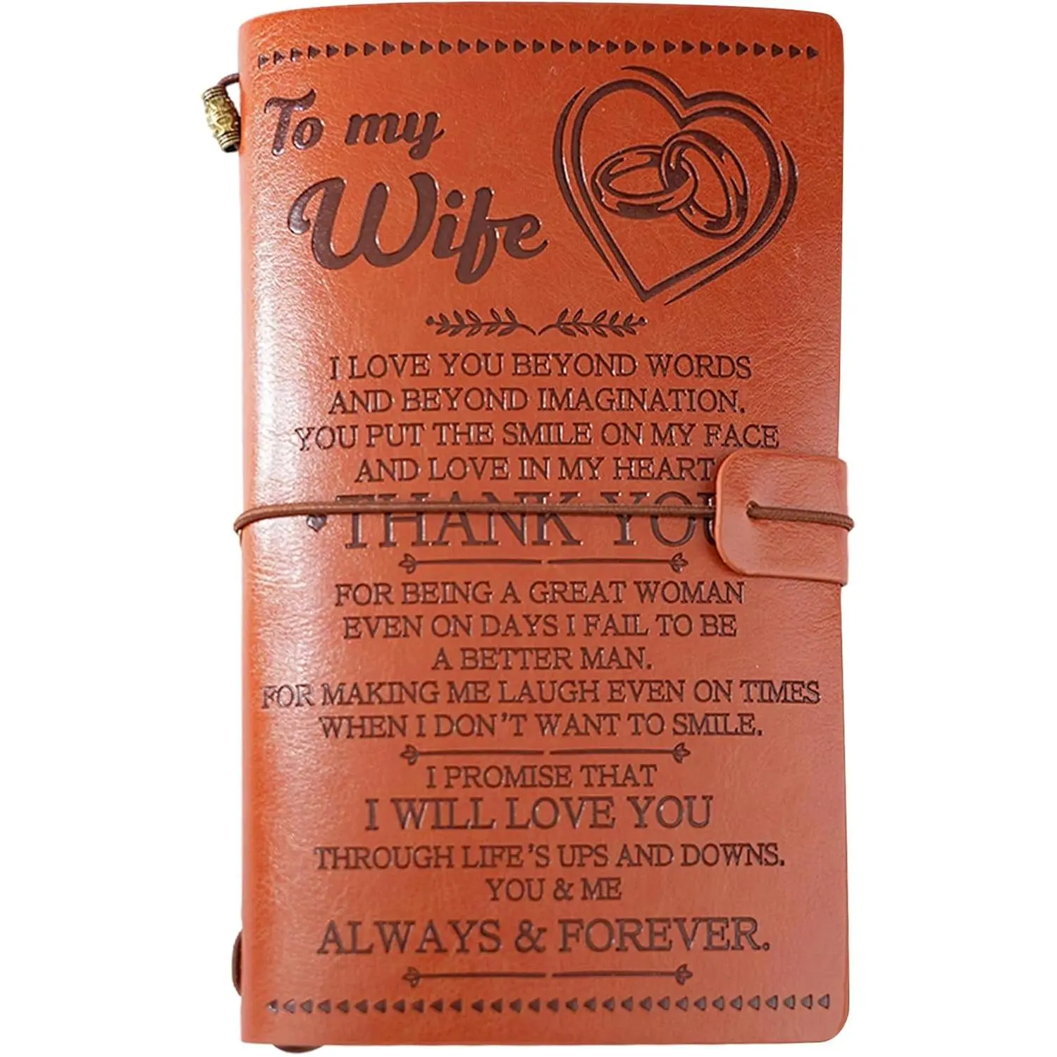 To My Wife Leather Journal - I PROMISSE THAT I WILL LOVE YOU - 140 Page Refillable Journal Notebooks, Refillable Travel Diary Christmas Birthday Anniversary Valentine's Day  (To Wife)
