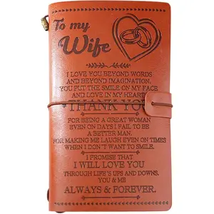 To My Wife Leather Journal - I PROMISSE THAT I WILL LOVE YOU - 140 Page Refillable Journal Notebooks, Refillable Travel Diary Christmas Birthday Anniversary Valentine's Day  (To Wife)
