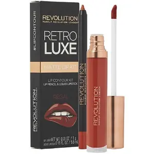 Revolution Retro Luxe Matte Lip Kit, Lip Contour Kit, Lip Pencil & Liquid Lipstick