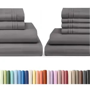 4 count + 6 count Cal  Bed Sheets Set - Dark Grey