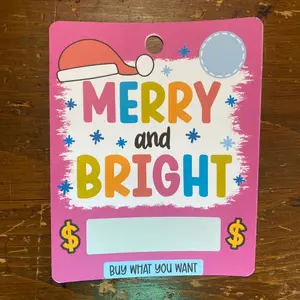 Merry and Bright - Christmas Money Card | Stocking Stuffer | Gift Card Holder | Cash Card