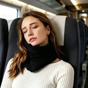 Travel Neck Pillow with Invisible Support, Adult Neck Pillow for Office Napping, Removable Washable Airplane Neck Pillow