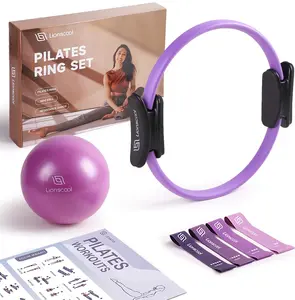 Pilates Ring Set 14", Magic Circle with Padded Handles, Mini Ball & Resistance Bands – Full Home Workout Kit with Guide & Bag