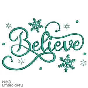Believe Embroidery Design, Merry Christmas Santa Claus Holiday Machine Embroidery Design, Instant Download