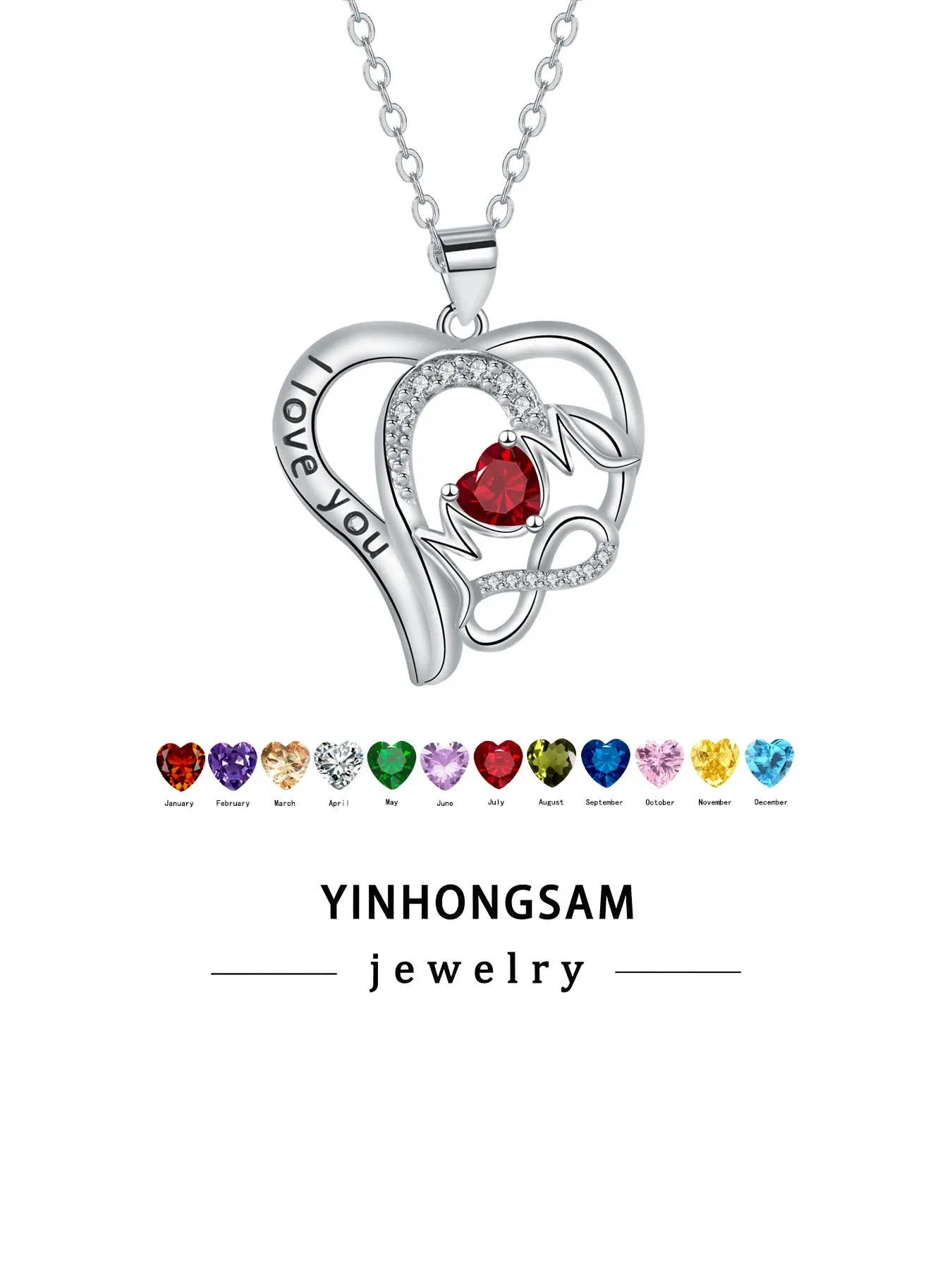 Twelve Birthstones Necklace for Women, Elegant Low Allergy Pendant, Gift for Mom and Grandma, Mother's Day Birthday Present with Box