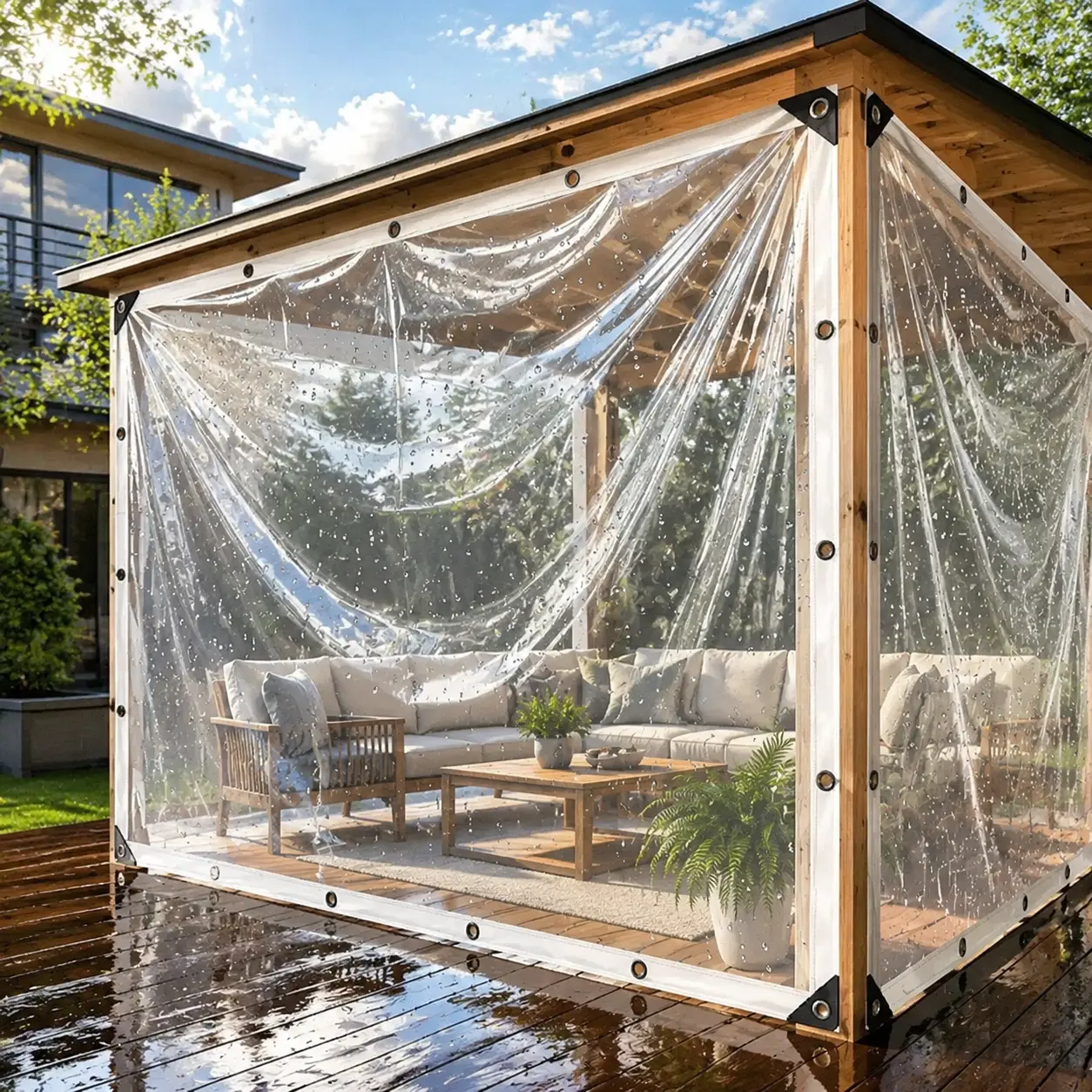 Clear Heavy-Duty Waterproof Tarp 10ft×13ft, Weatherproof Transparent Vinyl Rain Cloth with Reinforced Edges & Grommets, Foldable Dustproof Cover for Farm, Greenhouse and Plant Shelter lightweight protection