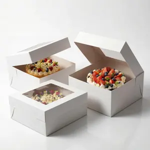 3 Pack 10x10x5 Inch White Cake Boxes with Window and  - Disposable Bakery Boxes for Cakes, Donuts, Pies, Cookies - No Cake Boards Included - Birthday, Wedding, Party Supplies