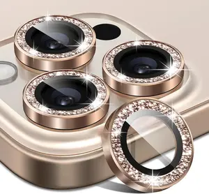 Glitter Camera Lens Protector for iPhone 16 Pro & Pro Max – Anti-Scratch Bling Tempered Glass Ring Cover with Metal Edging | Cute Girly Phone Accessory