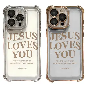 Christian Faith Inspirational Quote Jesus Loves You 1 John 4:19 Phone Case for iPhone 17 16 15 14 13 12 11 Pro Max, Shockproof Clear Christian Case with Reinforced Airbag Corners Bible Verse Cover
