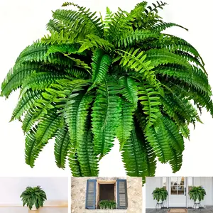 A Set of 2 Oversized Artificial Boston Ferns Plastic Faux Greenery for Home, Office, Garden Porch, And Cottage Decor - Suitable for Weddings, Anniversaries,And Holidays Like Mother'S Day, Father'S Day,And St. Patr Decorative Fruit Room Plant Ornaments