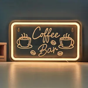 Coffee Bar Light, USB Powered LED Neon Sign, 3D Curving Coffee Bar Light, Wall Decor for Bookstore, Canteen, Kitchen, Bar, Cafe Shop, Home Decor Light, Modern Mood Lighting