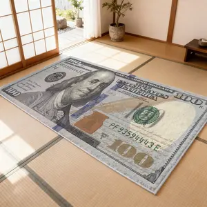 Vintage Classic Dollar Rug, Soft Comfortable Area Rug, Classic Dollar Pattern Design, Plush Bedside Mat, Gift for Boys, Home Decor Rugs, Room Decor, Fluffy Bedroom Rug, Shag Rug