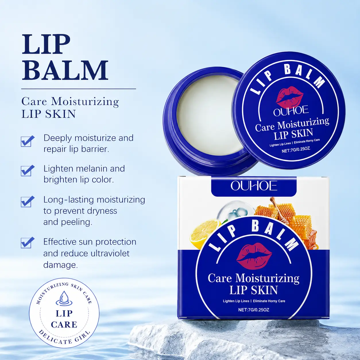 Natural Anti-Acne Lip Cream Lip Balm, Hydrating Moisturizer with Lemon (Citrus), Papaya & Beeswax, Lip Color Corrector, Smooth Even Tone Lips, Reduce Fine Lines Wrinkles, Deep Moisture Lock, Daily Lip Care Treatment for Adults, Nourishing Repair Balm