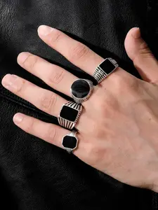 4pcs Men’s  Rings Set – Minimalist Fashion Jewelry,  Stackable Rings for  Everyday Look
