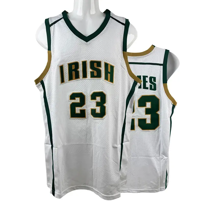 American basketball jersey #23 James High School Jersey for Men big size Mesh breathable basketball jerseys for men White Green Sewing embroidery Cheap High Quality Accept mixed wholesale