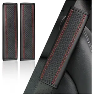 2PCS Car Seat Belt Cover Pad,Breathable Leather Seatbelt Covers for Shoulder Protection and Car Decorations,Universal Seatbelt Cushion Adding Car Seat Strap Pads Car Accessories Interior
