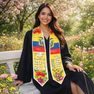 Personalized Ecuador Graduation Stole, Ecuador Flag Class of 2026 Grad Sash