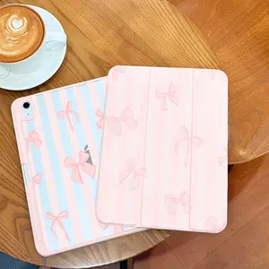 Bow Pattern, Pink Stripe, Shockproof Protective Cover For iPad 10th / 11th 10.9inch iPad 11th generation iPad 10th generation case