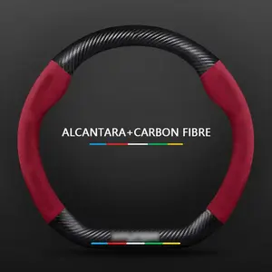 Car Steering Wheel Cover, Carbon Fiber Trim & Flannel Lining Non-slip Vehicle Steering Wheel Cover, Universal Car Interior Decoration Accessories for BMW, Car Interior Kit, Car Steering Wheel Insert Accessories