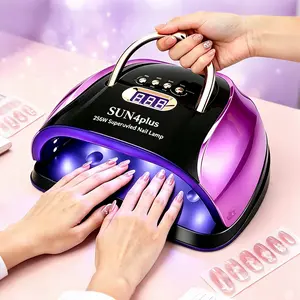 DauHor UV LED Nail Lamp for Gel Nails,256W Fast Curing LED Dryer,Cordless UV Nail Lamp –  Smart Sensor, 4 Timers, 30 Beads, Removable Magnetic Base + Mirrored Ambience Light for Gel Polish, Nail Art Tools, Manicure Salon Accessories