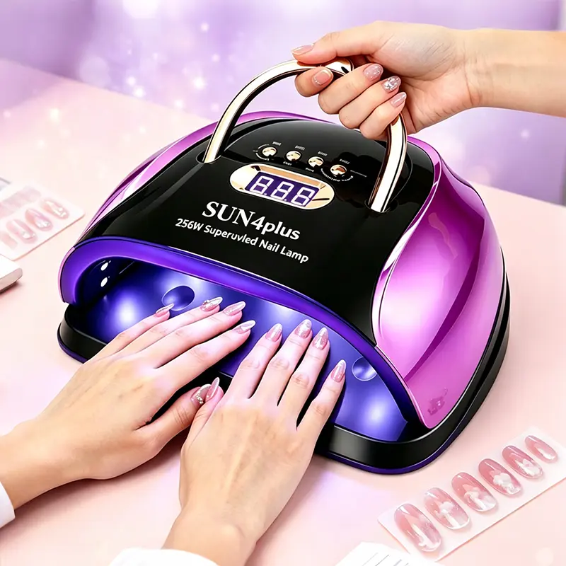 DauHor UV LED Nail Lamp for Gel Nails,256W Fast Curing LED Dryer,Cordless UV Nail Lamp –  Smart Sensor, 4 Timers, 30 Beads, Removable Magnetic Base + Mirrored Ambience Light for Gel Polish, Nail Art Tools, Manicure Salon Accessories