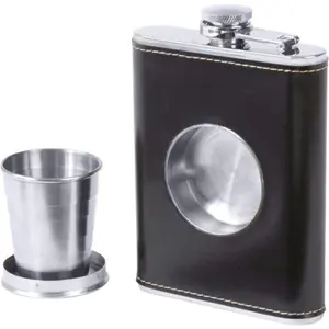 Maxam KTFLKCUP Maxam 6.8oz Stainless Steel Flask With Built-in Cup