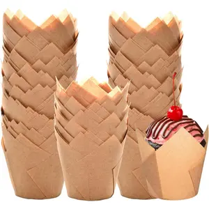 Tulip Cupcake Liners for Baking 200 Cups, Unbleached Parchment paper Muffin Liners, Upgraded Standard Cupcake Wrappers, Greaseproof Cup Cake Liner, Easy to Use in Party, Birthday, Christmas