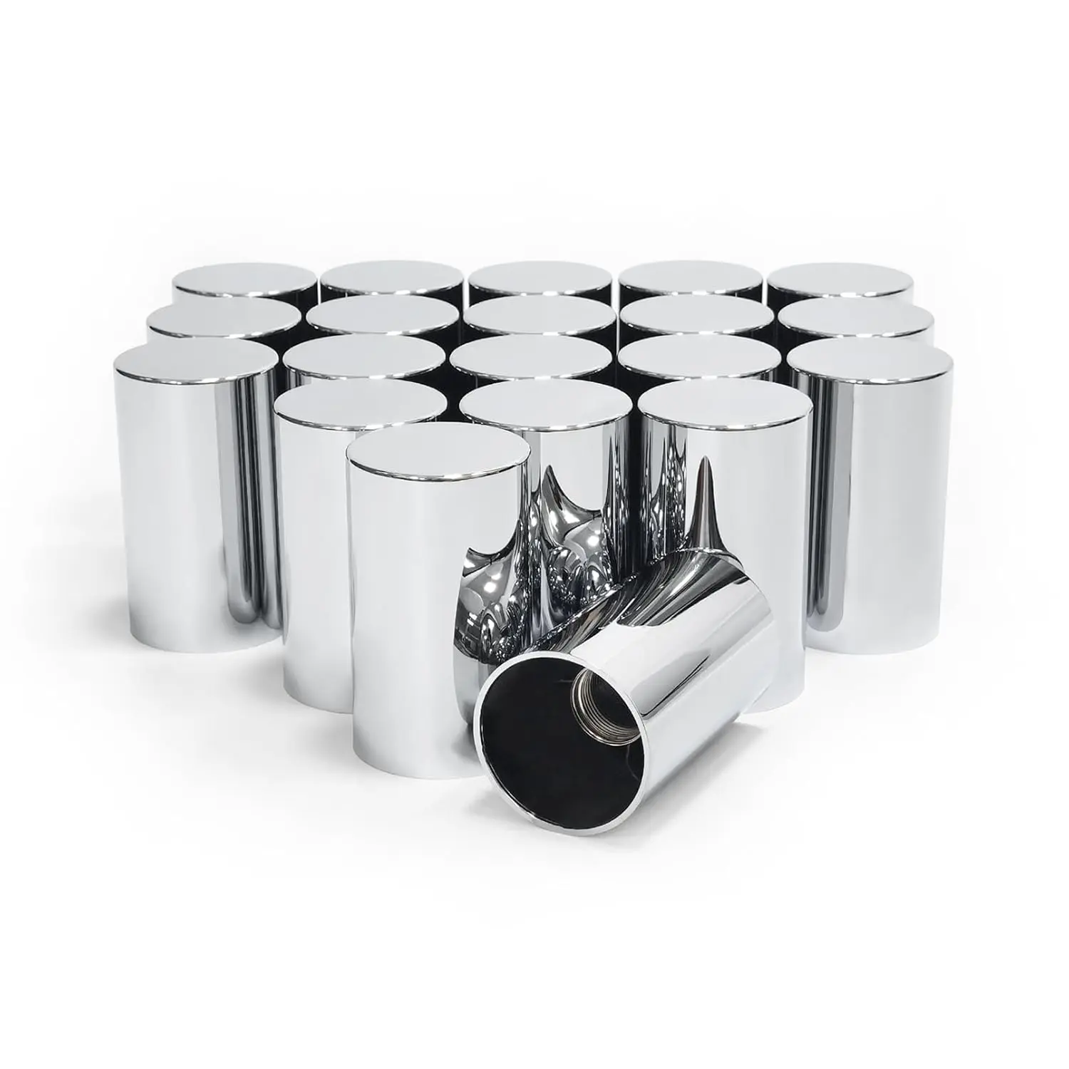 20PCS Chrome ABS Plastic Thread-On Cylinder Lug Nut Covers - 33mm High Flat Removable Thread-On Nuts, Easy-Install Truck Wheel Accessories for Semi Trucks