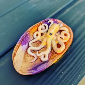 custom abalone shell with baby octopus