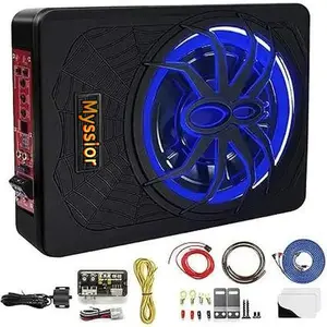 2026 10Inch 1200W Slim Car Subwoofer LED Lights Built-in Amp