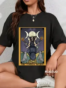 100% Cotton The Goddess Hecate Tarot Card Triple Moon Wiccan Pagan Witch T-Shirt