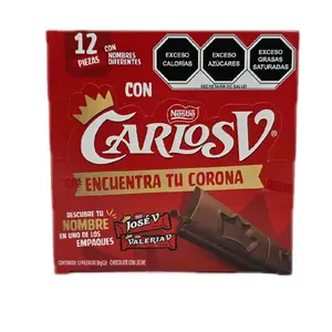 Nestlé Carlos V Nombres Milk Chocolate Bars 12 Pieces Pack with Unique Names Excess Calories Sugar Saturated Fats