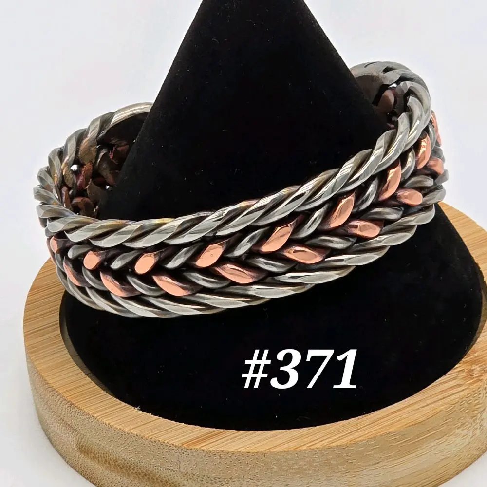 #371 Copper SS  6 5/8" x 3/4" Handmade Artisan Cuff Bracelet Unisex Open Cuff Design Comfortable Everyday Wear Hand-woven Jewelry