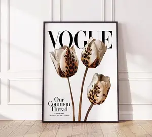 Vogue Leopard Cheetah Poster, Red Black Luxury Poster, Luxury Apartment Decor Leopard Wall Art, Vogue Art Print Vogue Poster