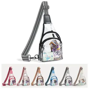 LATMAP Clear Bags for Stadium Approved, Versatile Crossbody Bags for Women Men, Transparent Sling Trending Purses Shoulder Bag with Adjustable Strap, Everyday Bag for Travel Essentials Work Concerts Sports Stadium Events, Gift for Her Mom Summervibes
